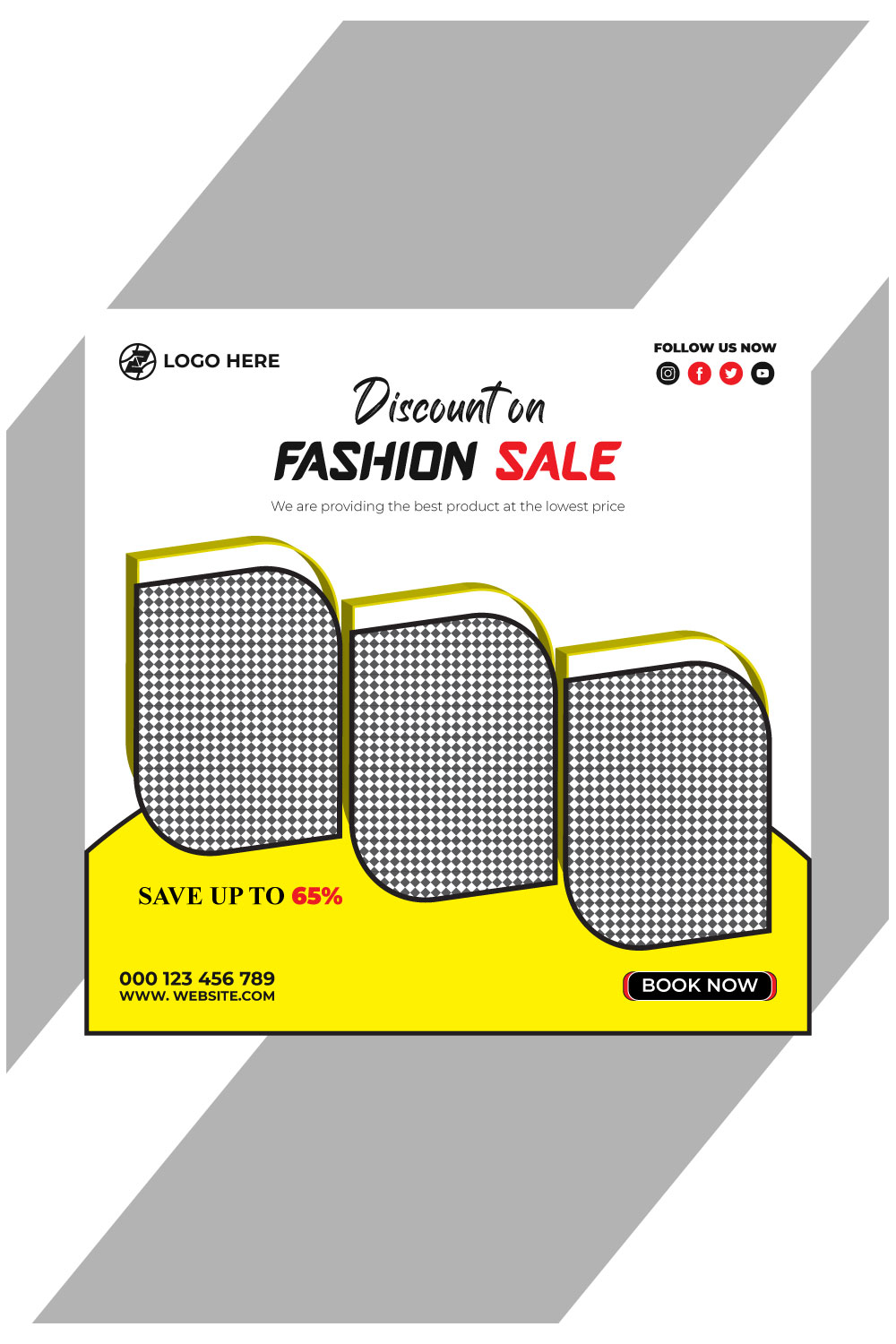 fashion sale social media post and web banner template pinterest preview image.