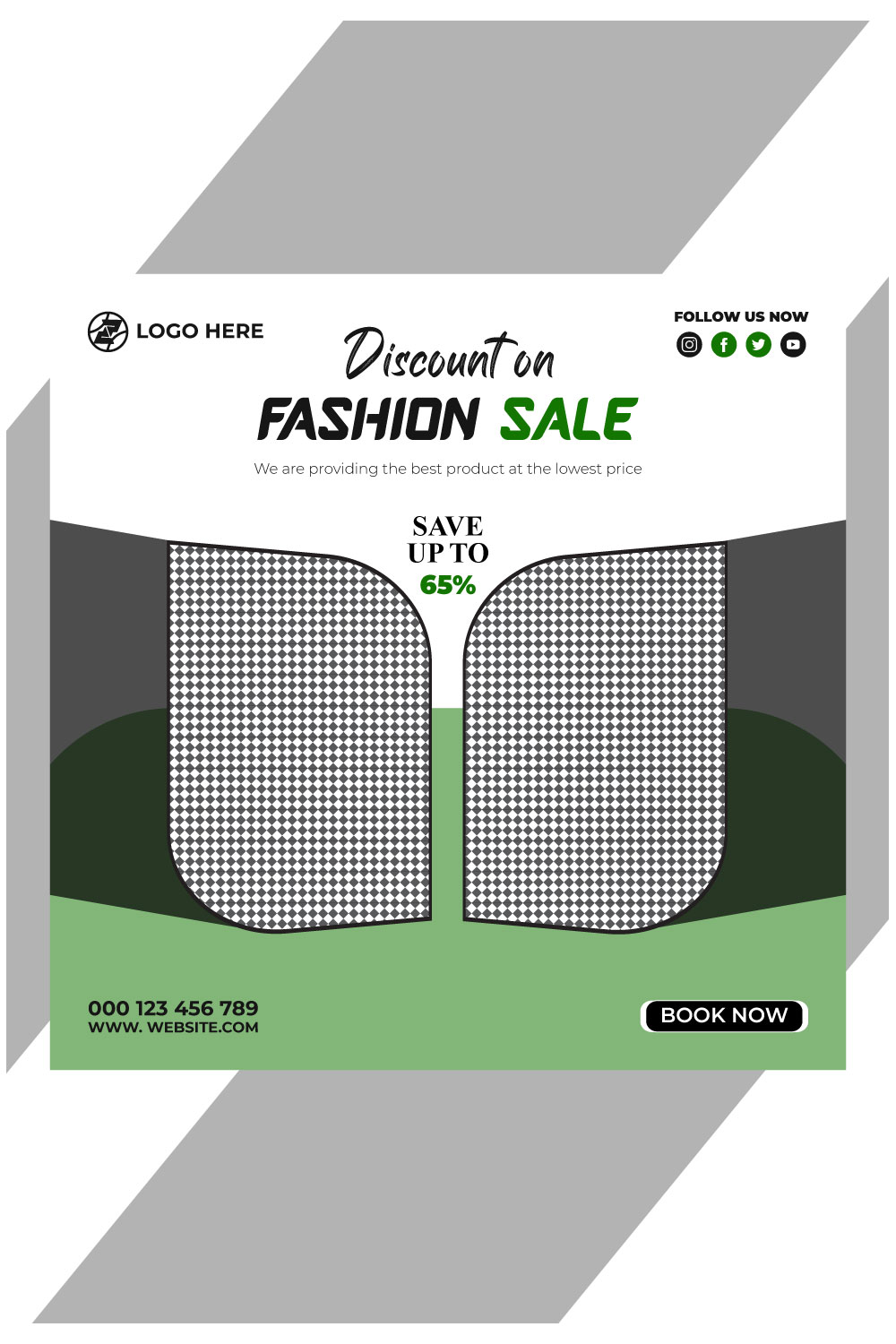 fashion sale social media post and web banner template pinterest preview image.