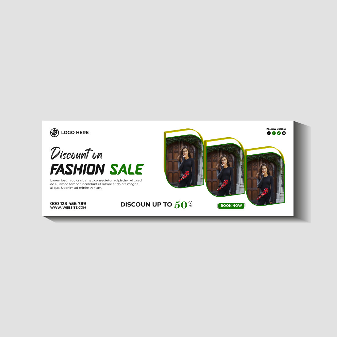 fashion sale social media post and web banner template preview image.