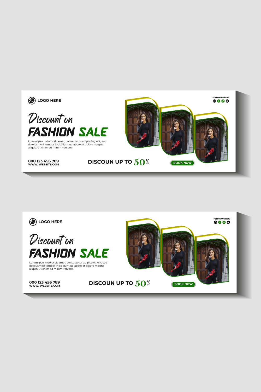 fashion sale social media post and web banner template pinterest preview image.