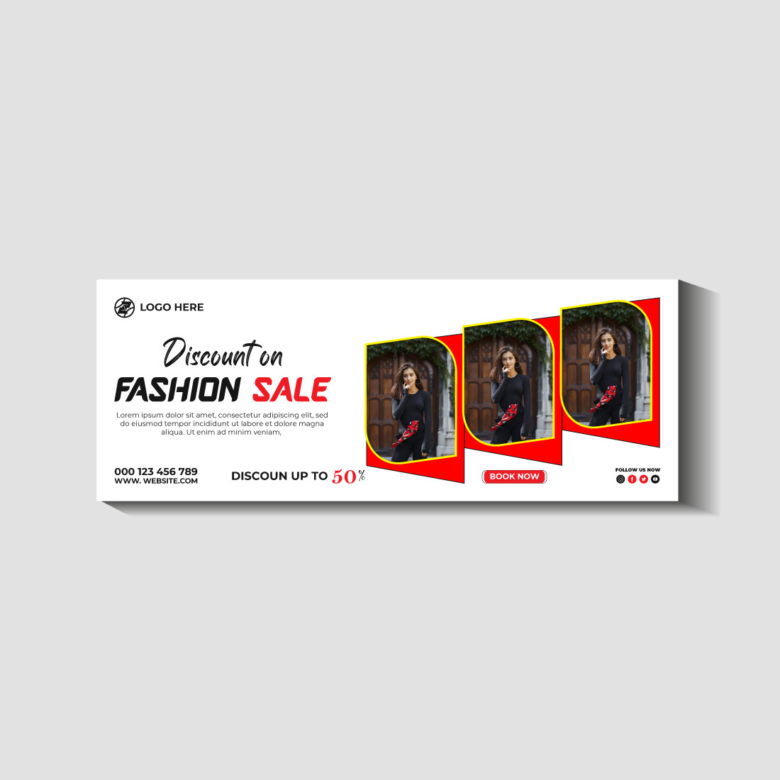 fashion sale social media post and web banner template preview image.