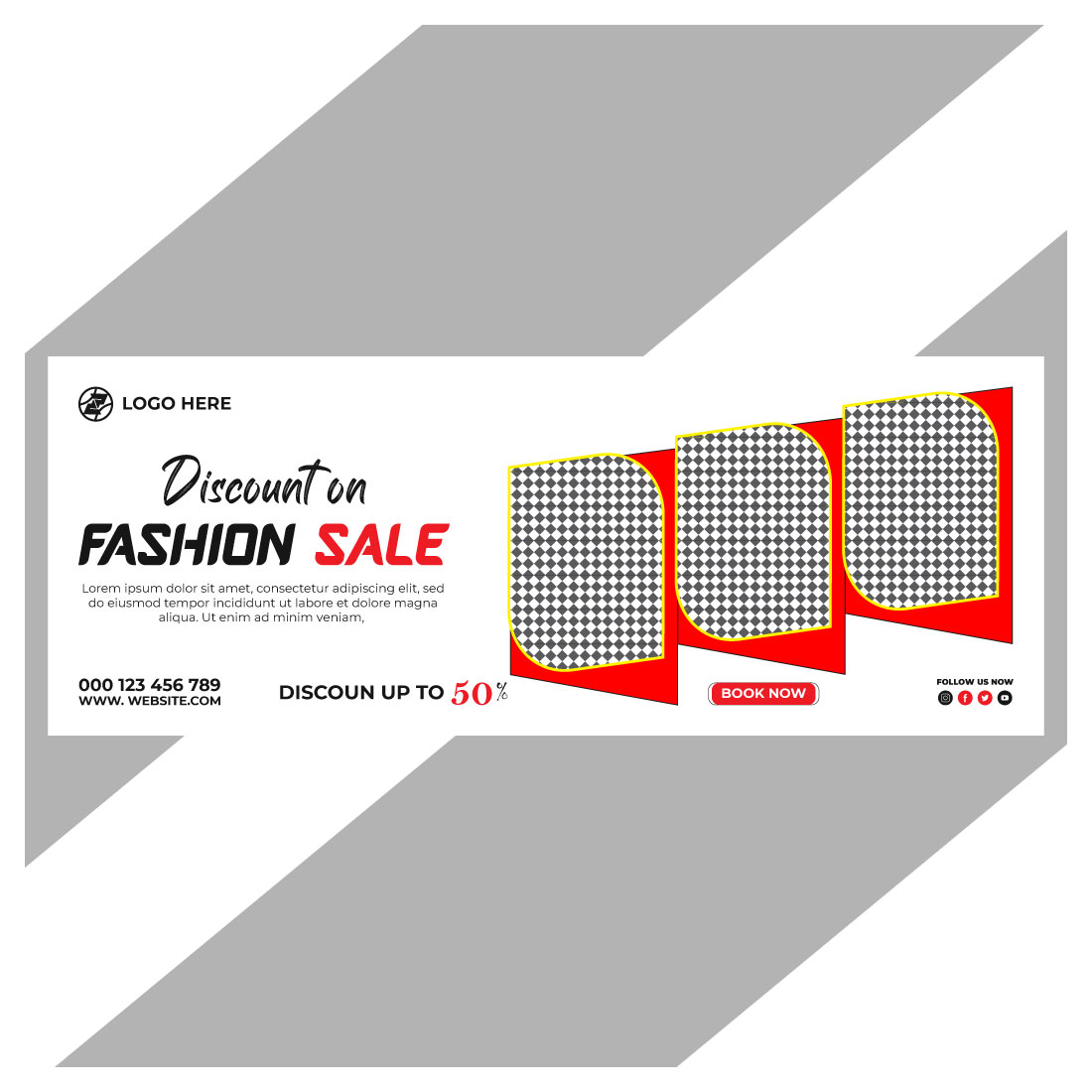 fashion sale social media post and web banner template preview image.