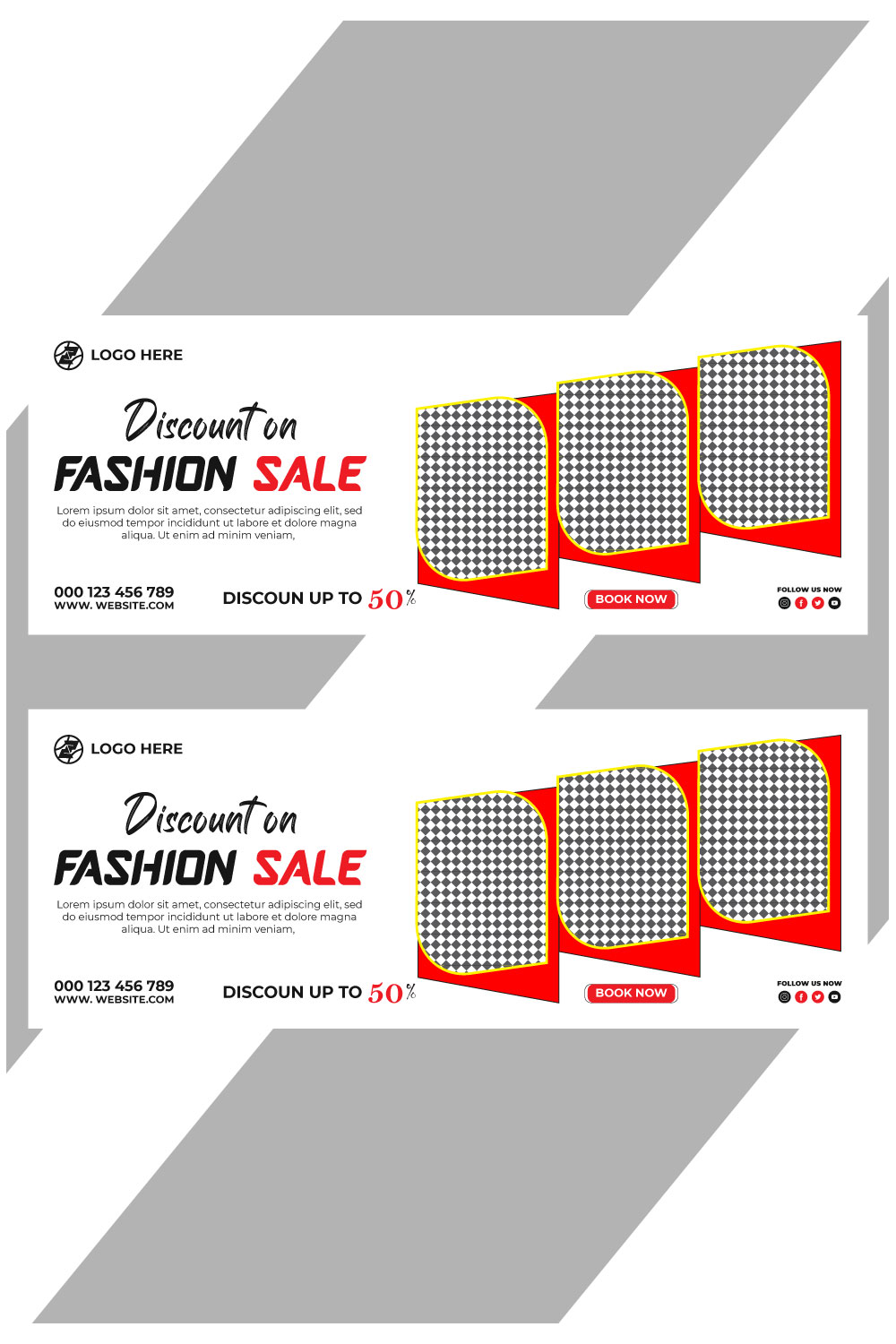 fashion sale social media post and web banner template pinterest preview image.