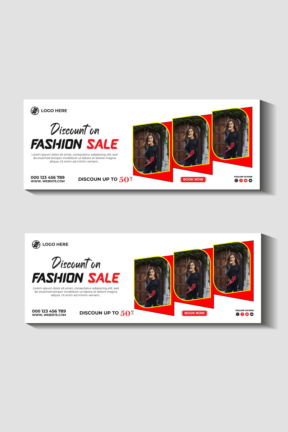 fashion sale social media post and web banner template pinterest preview image.