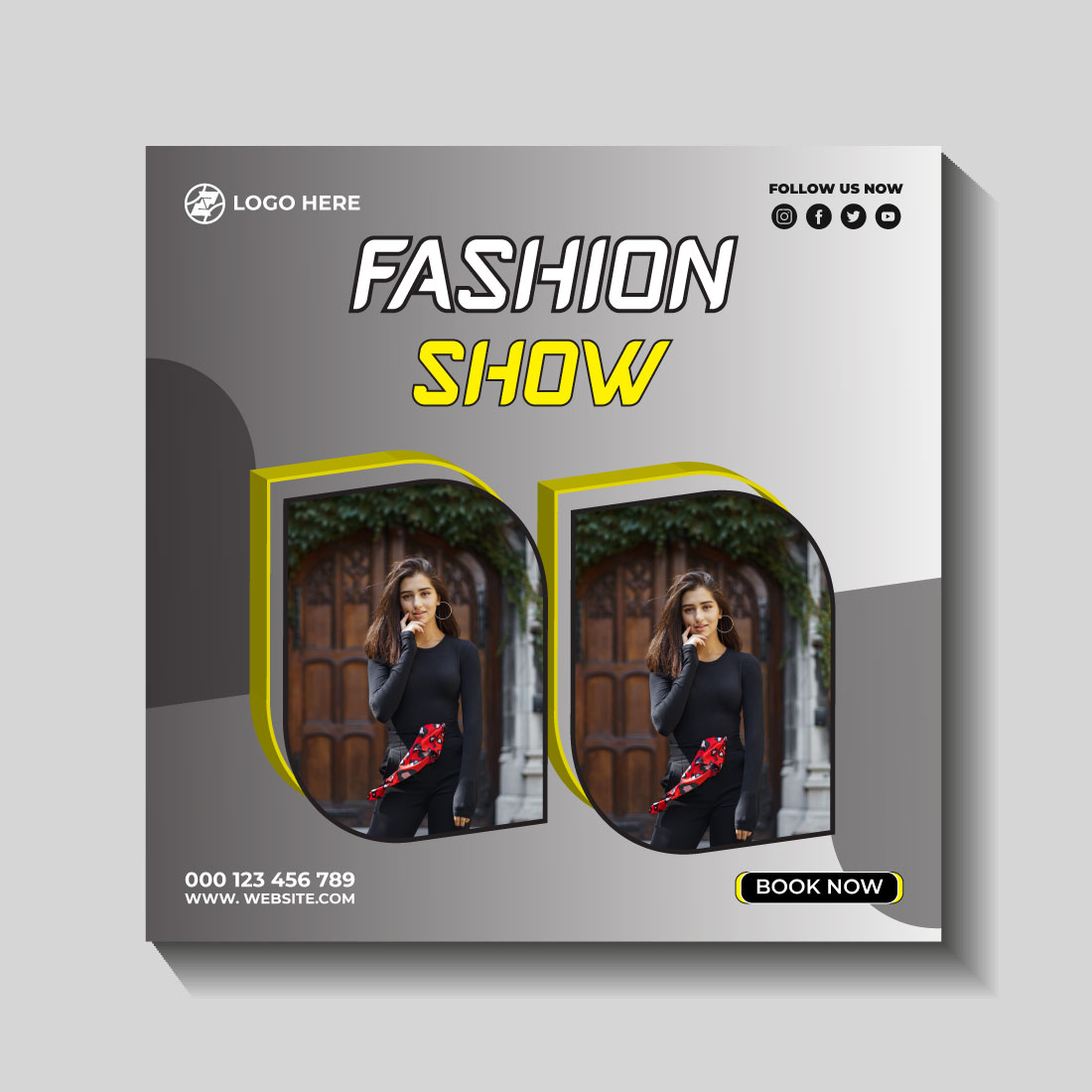 fashion sale social media post and web banner template preview image.