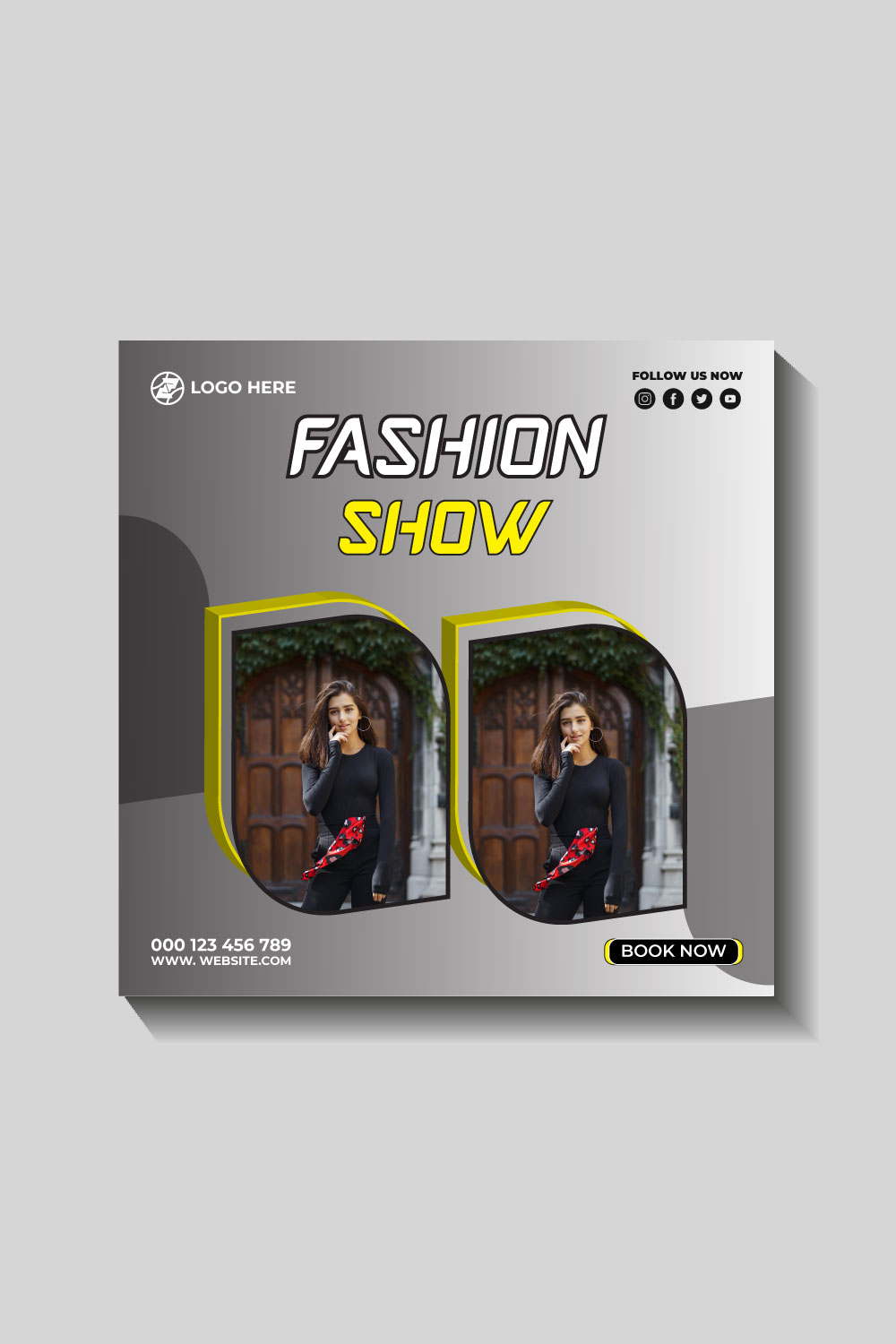 fashion sale social media post and web banner template pinterest preview image.