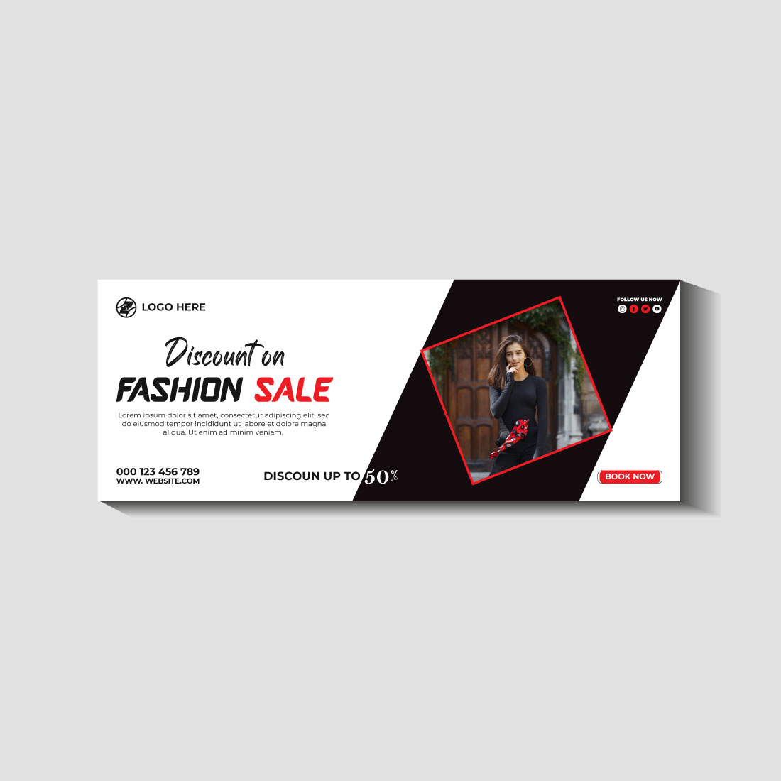 fashion sale social media post and web banner template preview image.