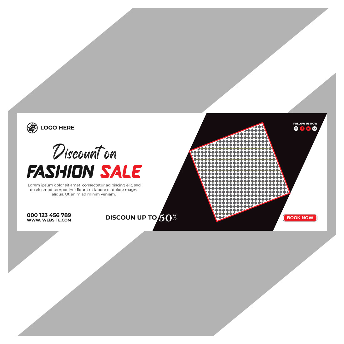 fashion sale social media post and web banner template preview image.