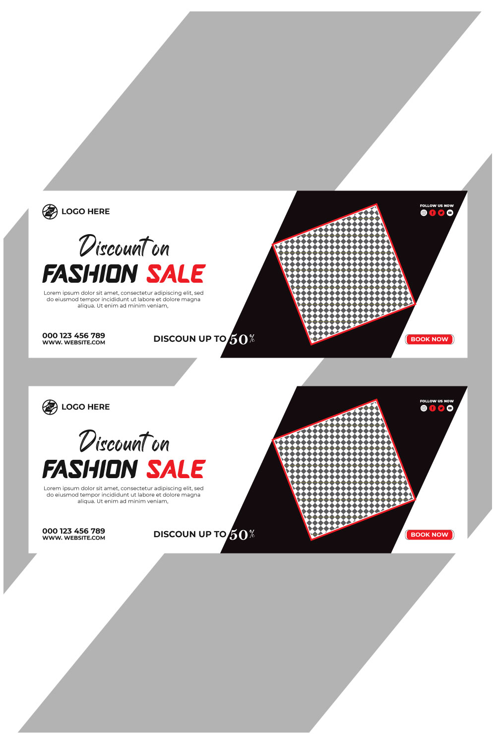 fashion sale social media post and web banner template pinterest preview image.