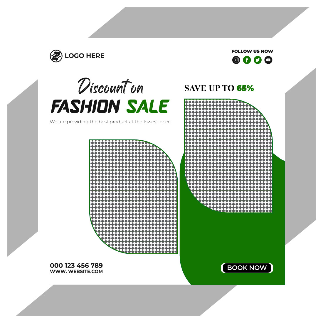 fashion sale social media post and web banner template cover image.