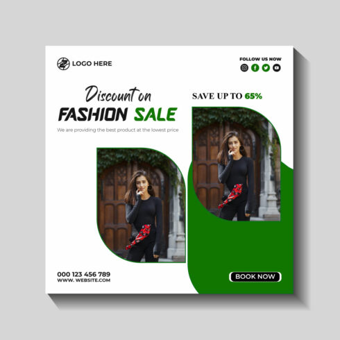 fashion sale social media post and web banner template cover image.