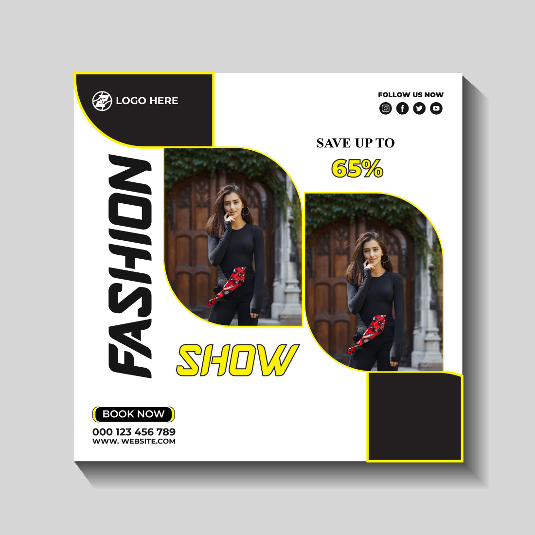 fashion sale social media post and web banner template preview image.