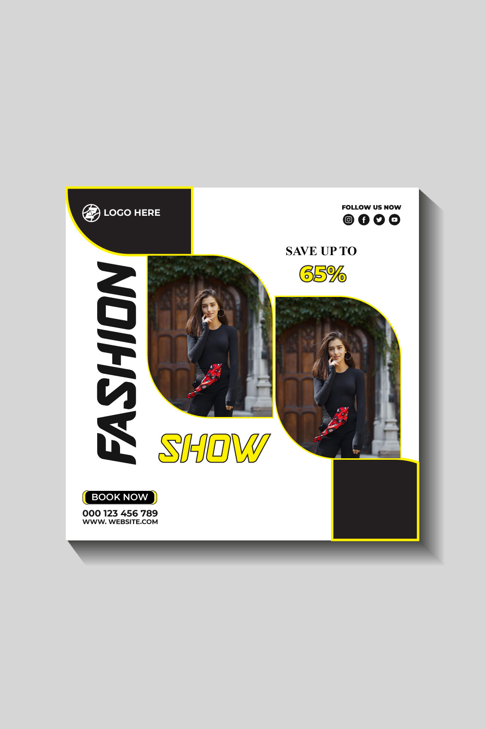 fashion sale social media post and web banner template pinterest preview image.