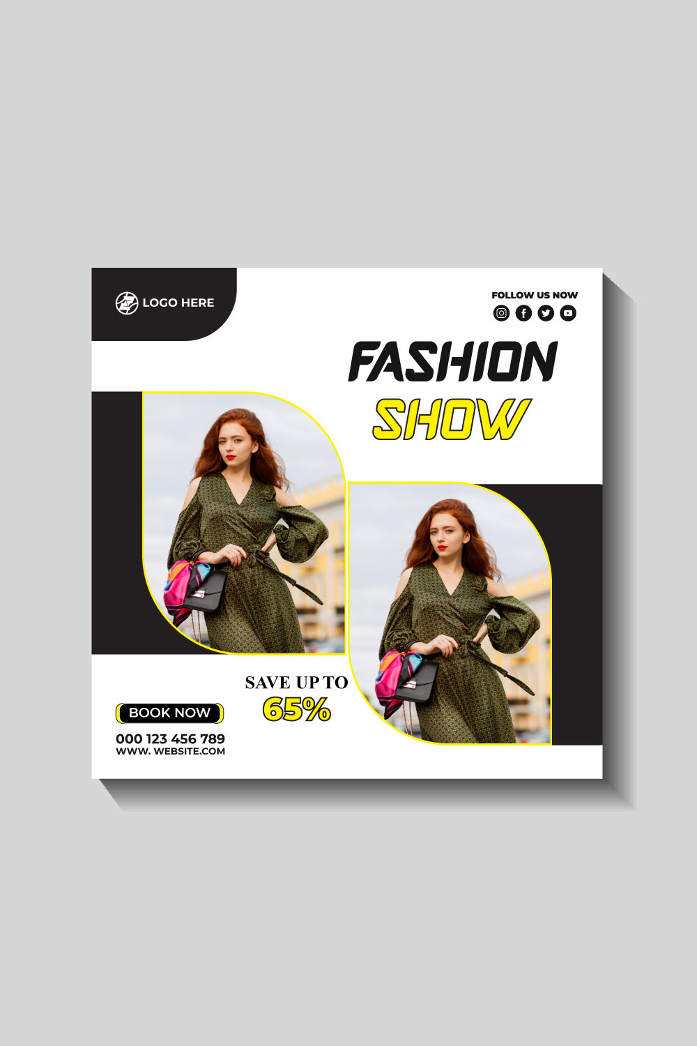 fashion sale social media post and web banner template pinterest preview image.