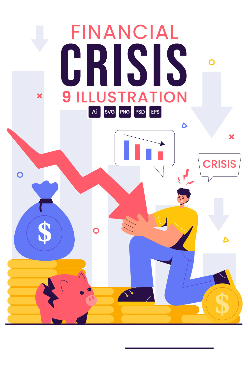 9 Financial Crisis Illustration pinterest preview image.