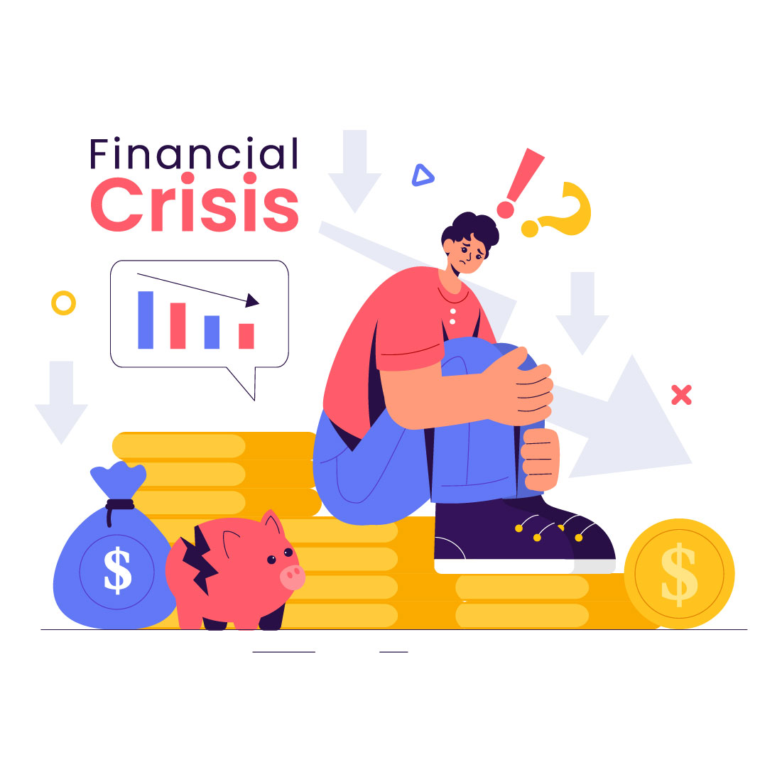 9 Financial Crisis Illustration cover image.