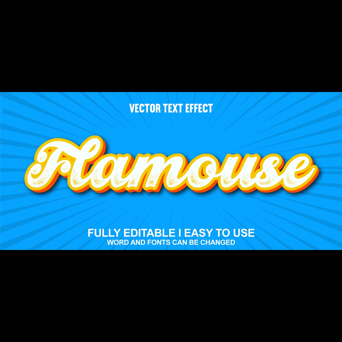 Fully Editable Vector 3D Text Effect preview image.