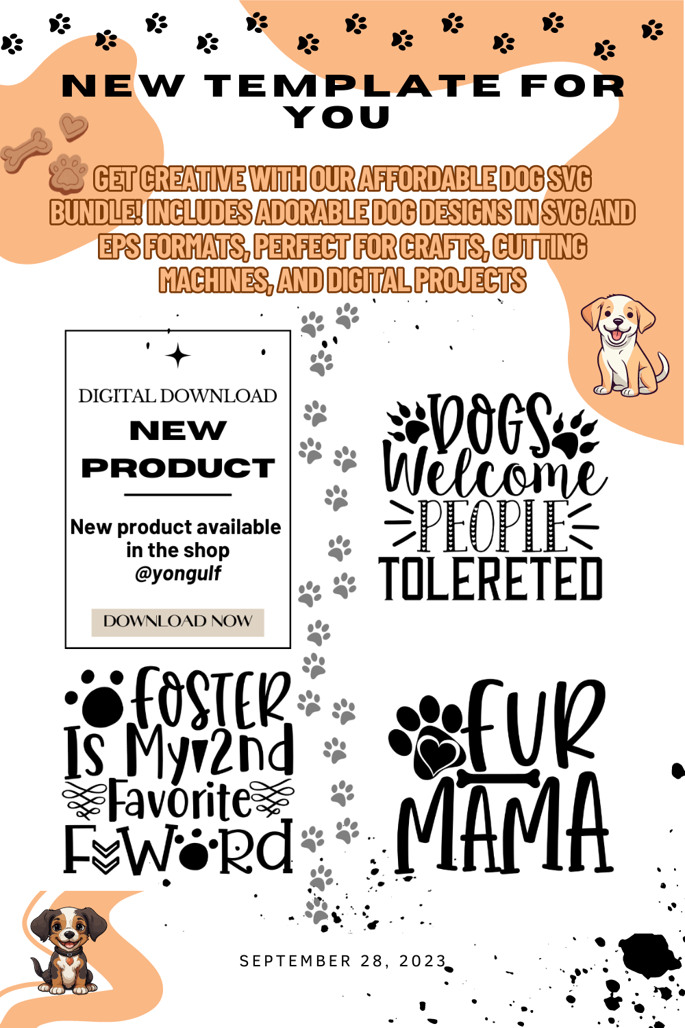 Dog SVG Design Bundle pinterest preview image.