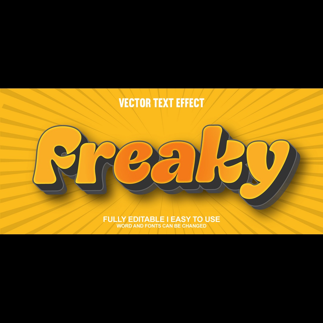 Fully Editable Vector 3D Text Effect preview image.