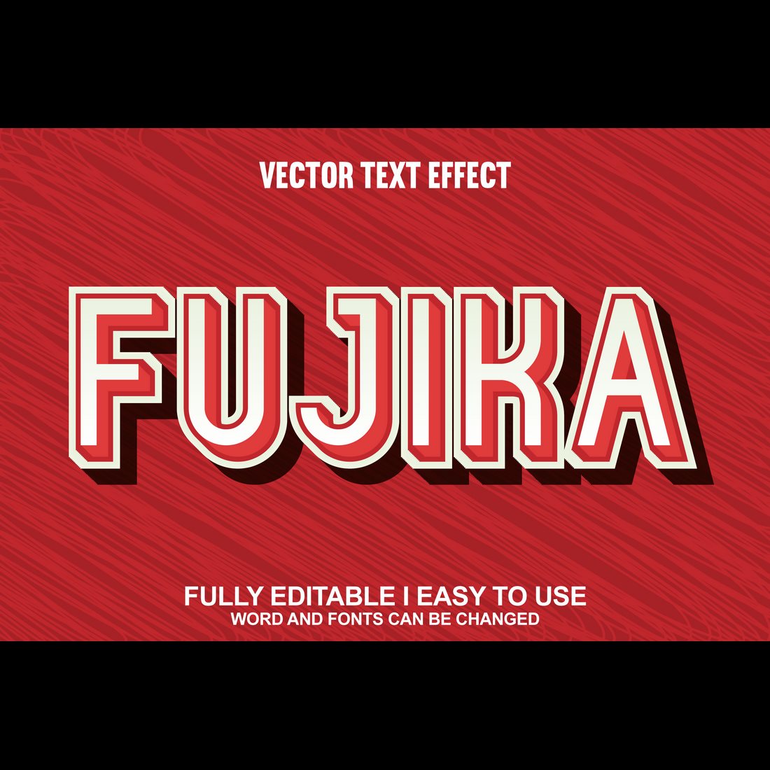 Fully Editable Vector 3D Text Effect preview image.