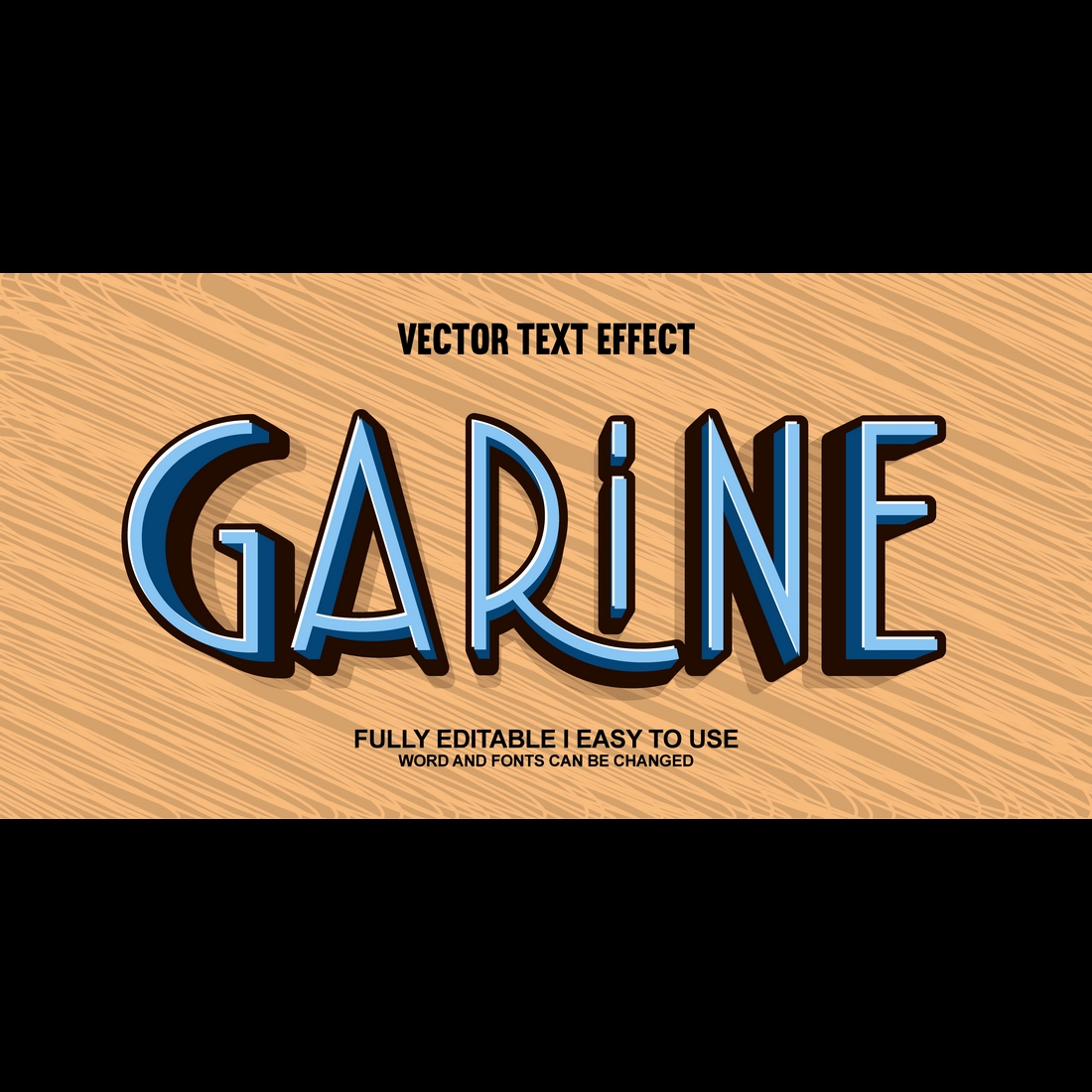 Fully Editable Vector 3D Text Effect preview image.