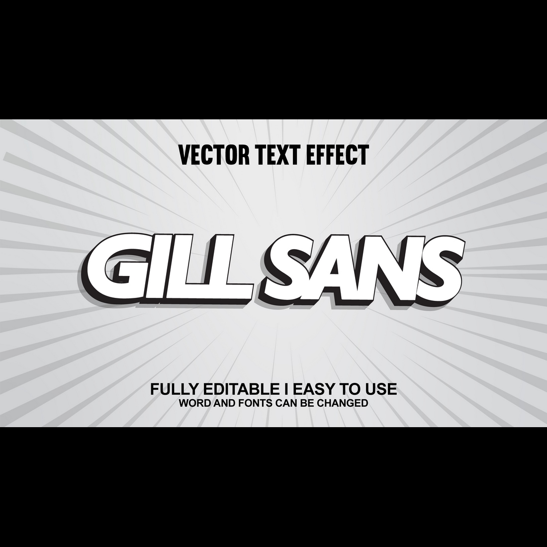 Fully Editable Vector 3D Text Effect preview image.