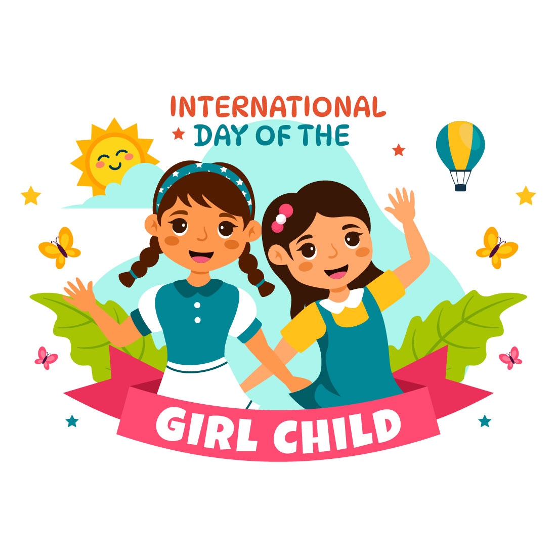 10 International Day of the Girl Child Illustration preview image.