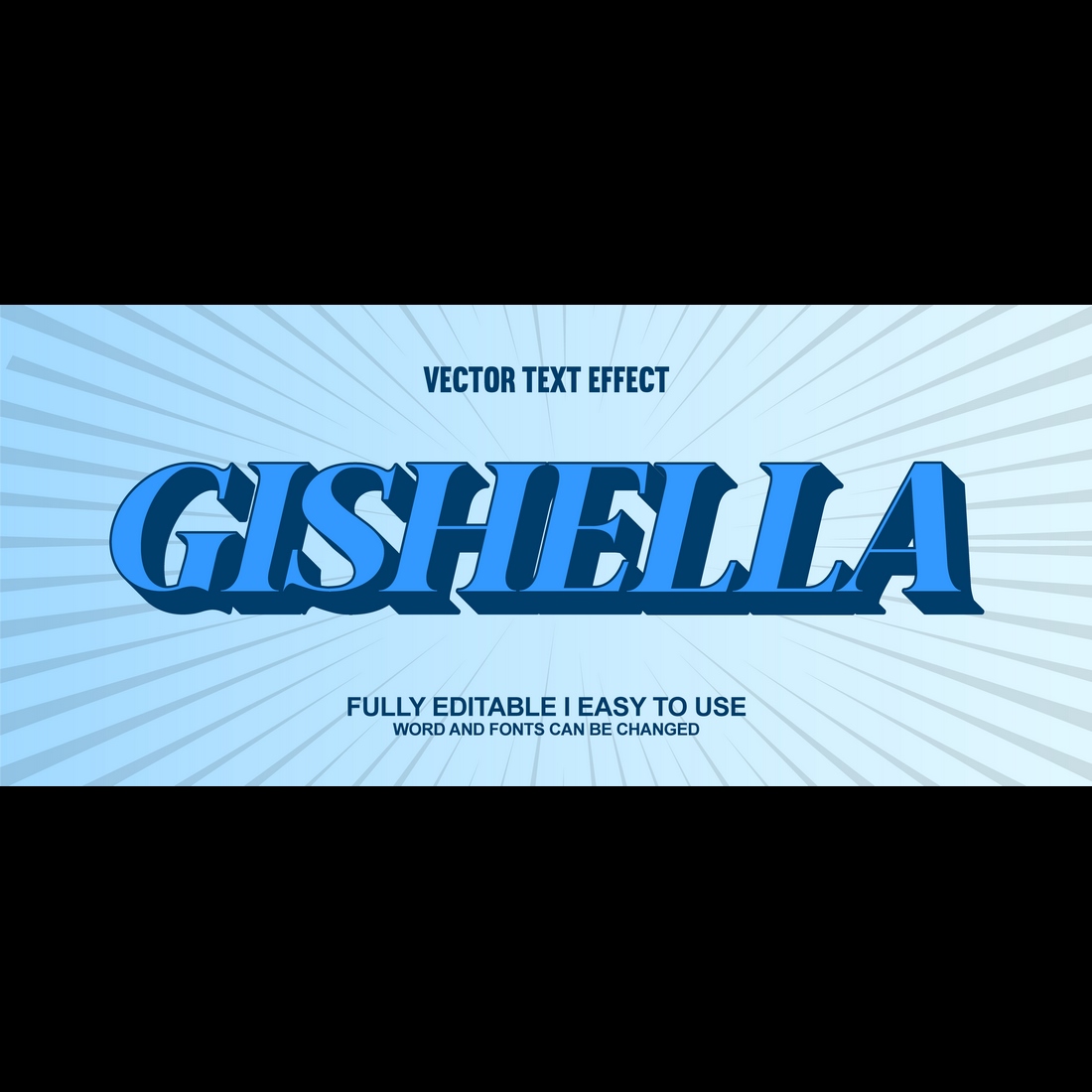 Fully Editable Vector 3D Text Effect preview image.