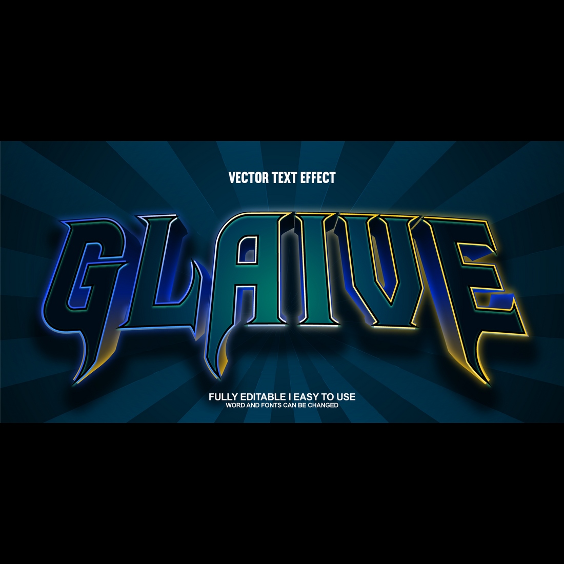 Fully Editable Vector 3D Text Effect preview image.