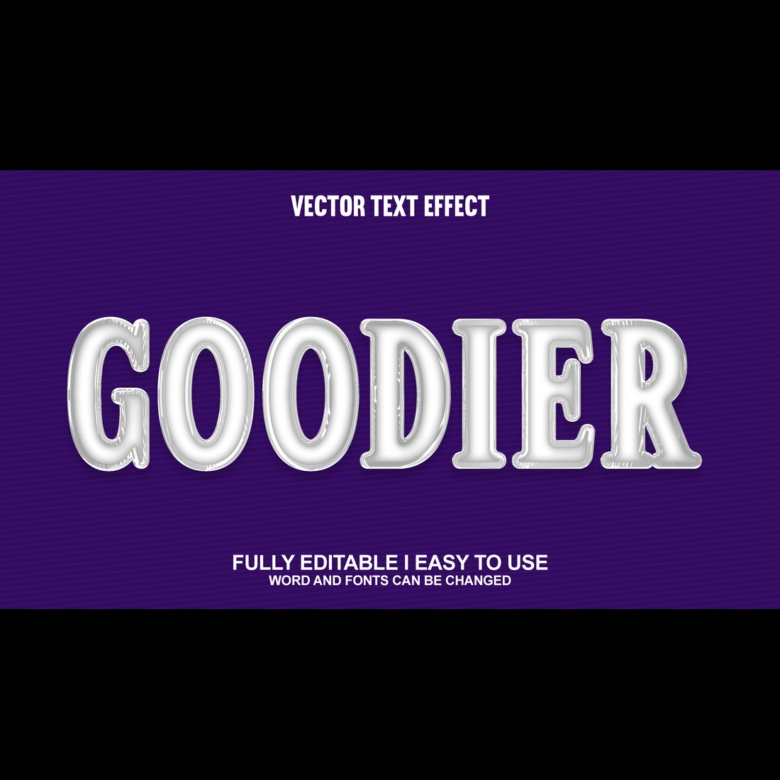 Fully Editable Vector 3D Text Effect preview image.