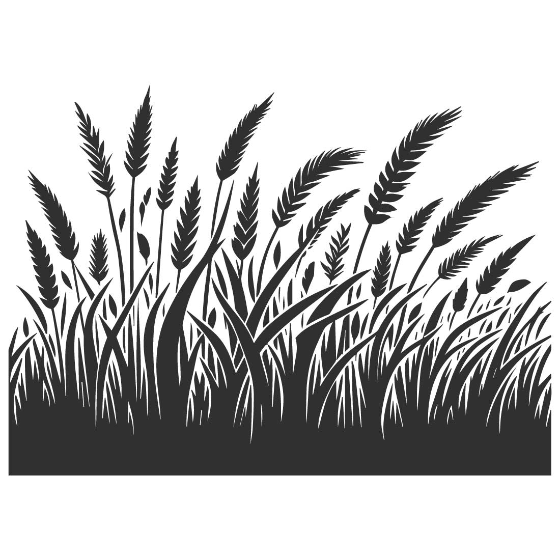 Silhouette of grass art design in black and white cover image.