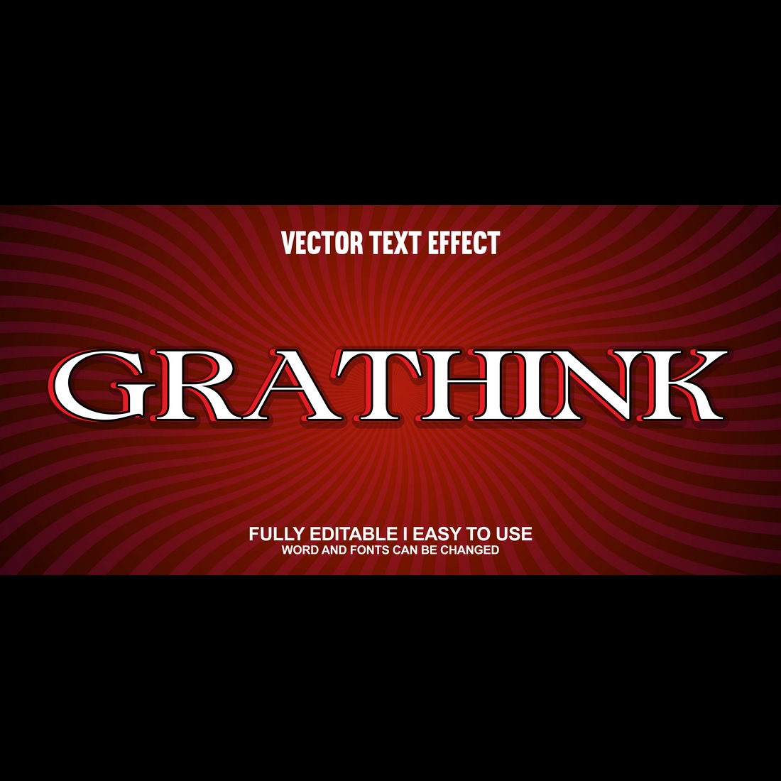 Fully Editable Vector 3D Text Effect preview image.