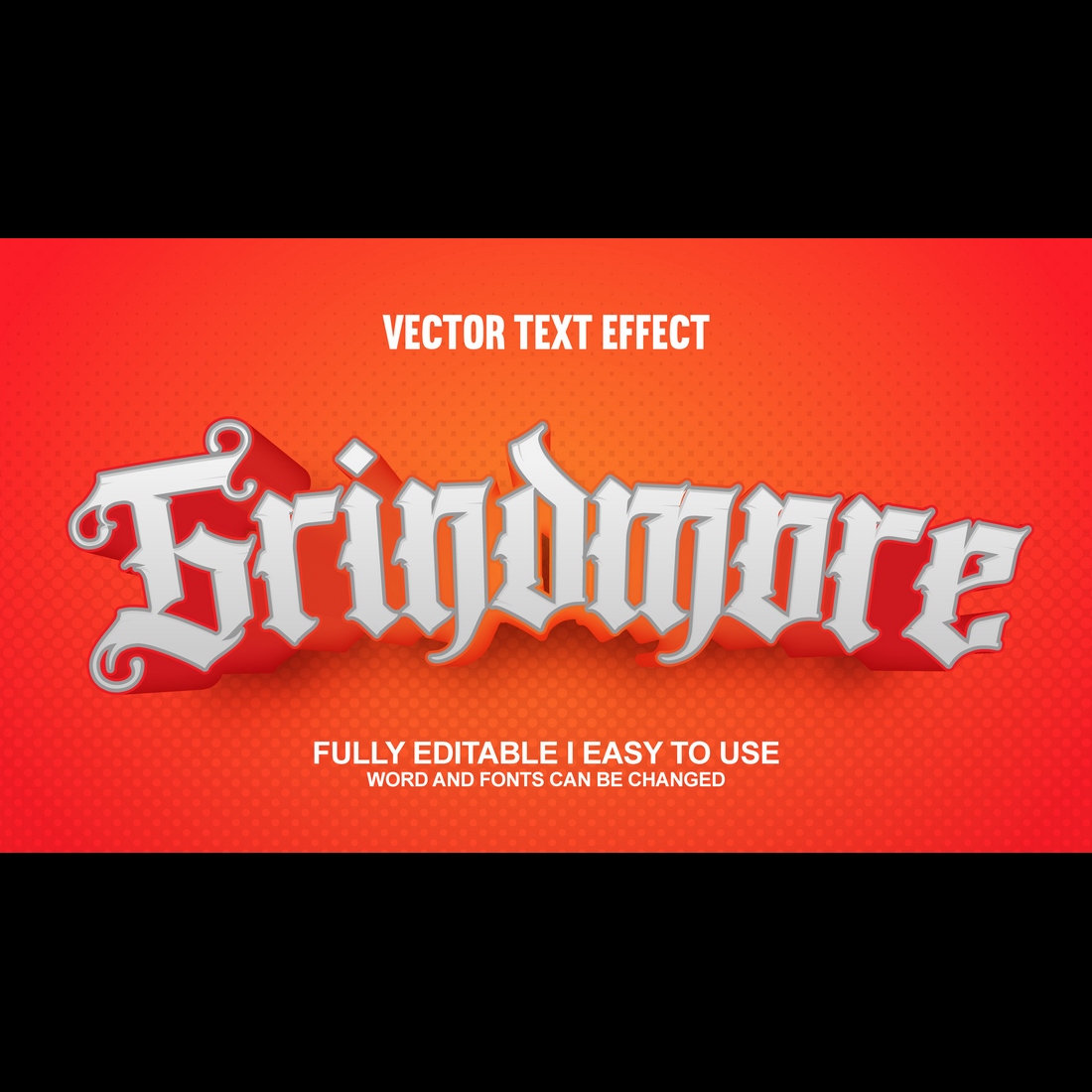 Fully Editable Vector 3D Text Effect cover image.