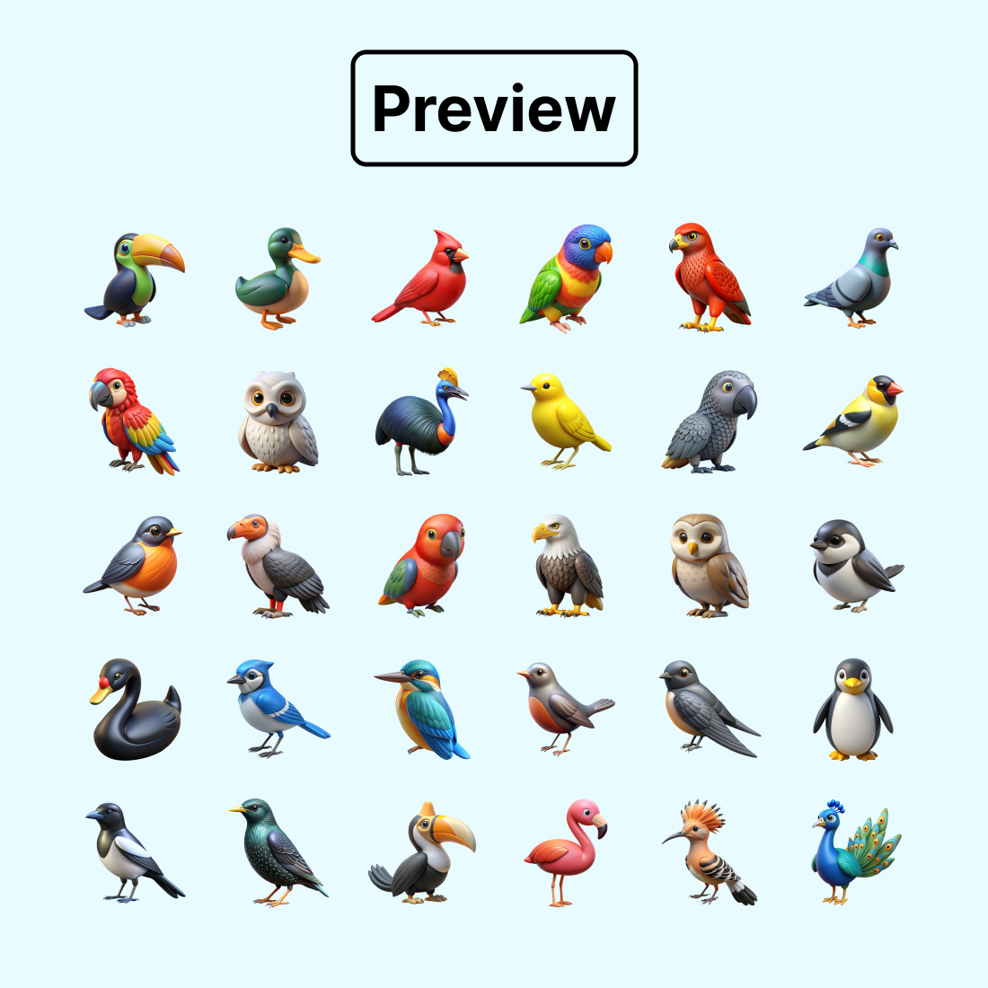 3d rendered birds illustration preview image.