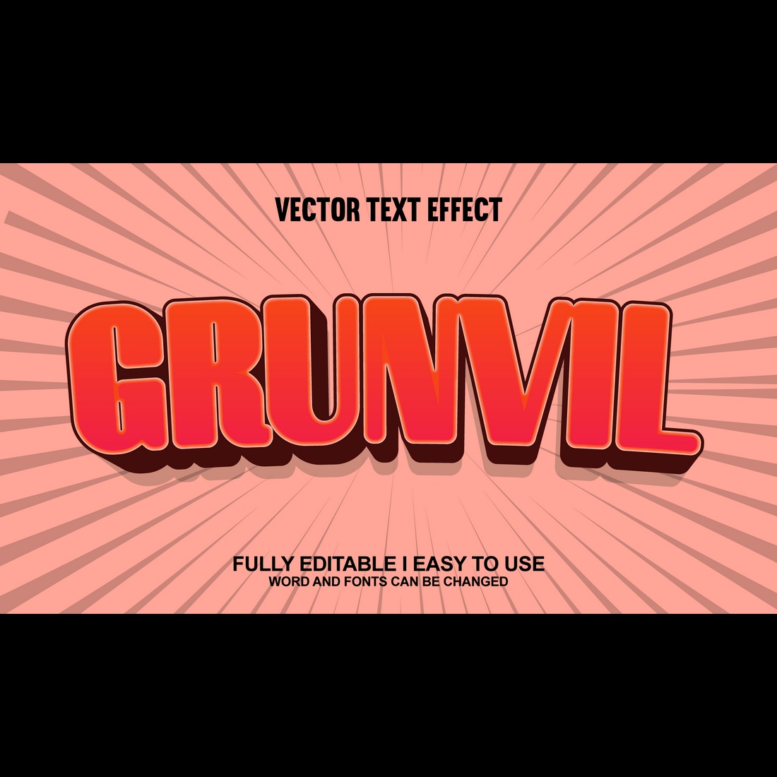 Fully Editable Vector 3D Text Effect preview image.