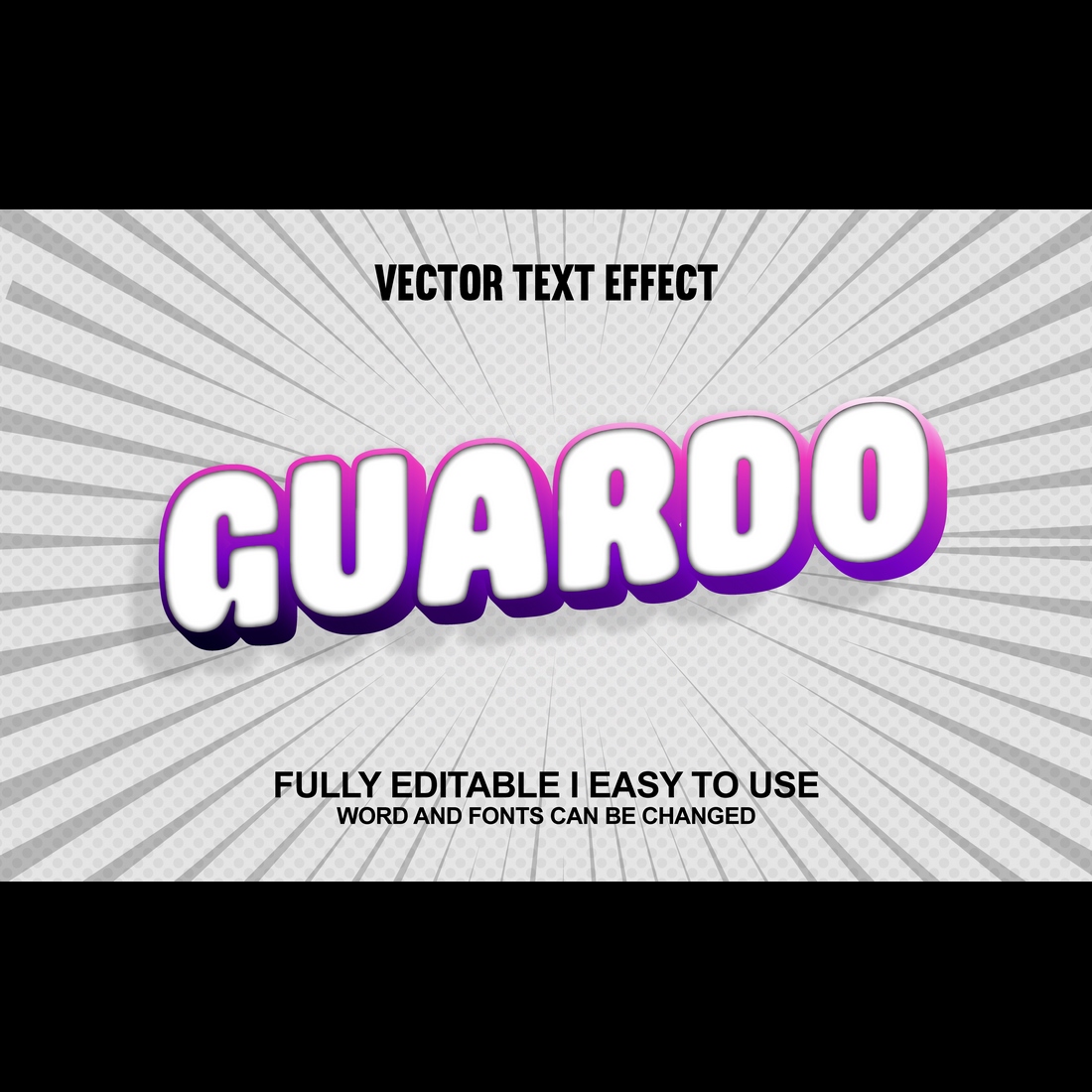 Fully Editable Vector 3D Text Effect preview image.