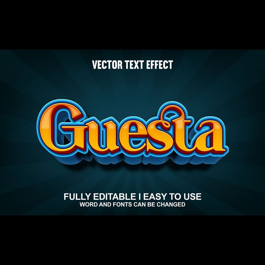 Fully Editable Vector 3D Text Effect preview image.