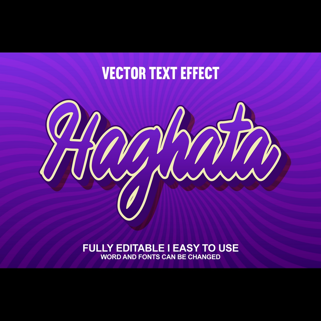 Fully Editable Vector 3D Text Effect cover image.