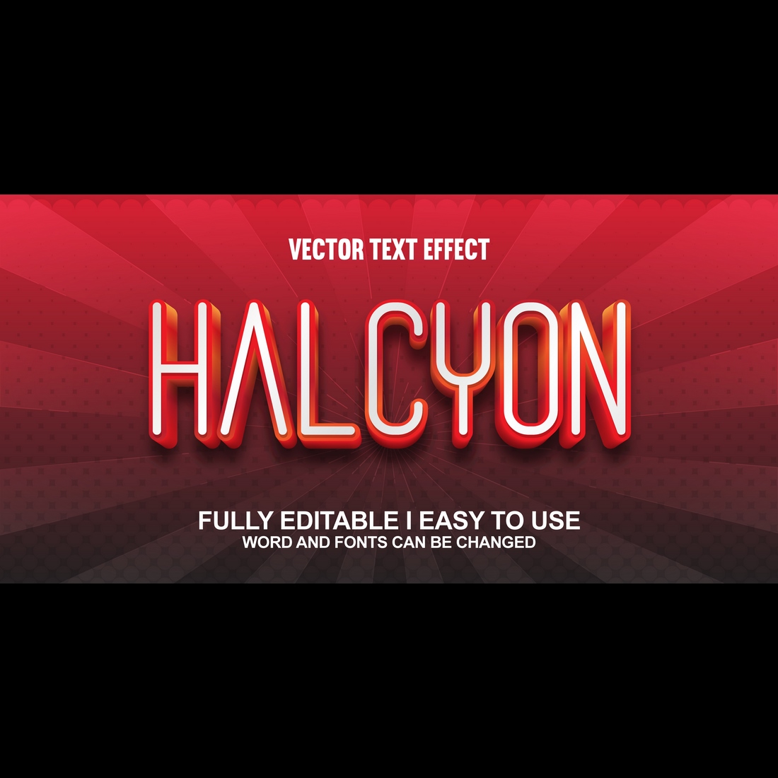 Fully Editable Vector 3D Text Effect cover image.