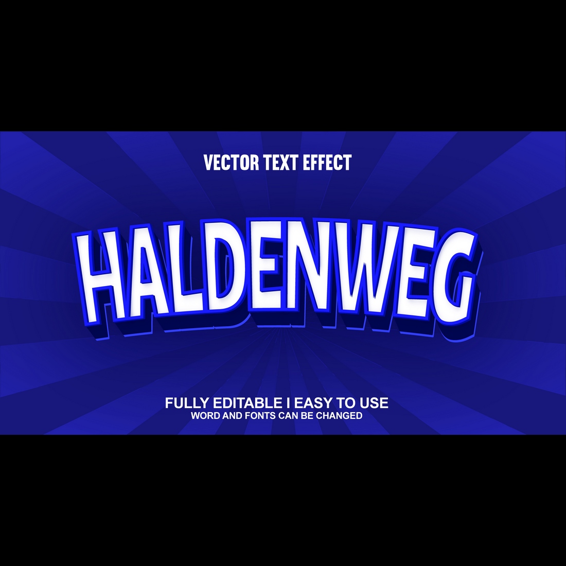 Fully Editable Vector 3D Text Effect preview image.