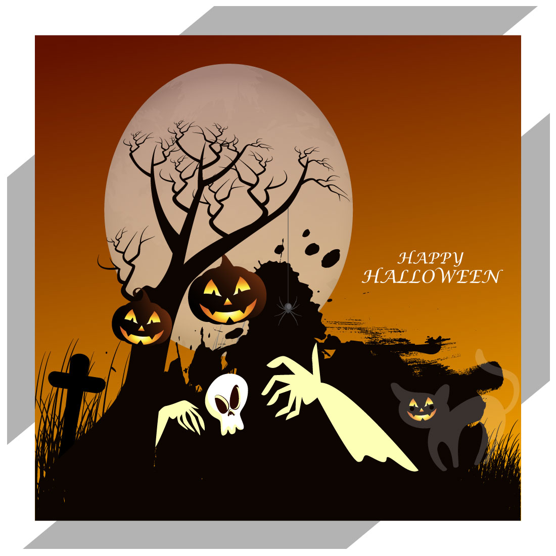 halloween pumpkins on dark background preview image.