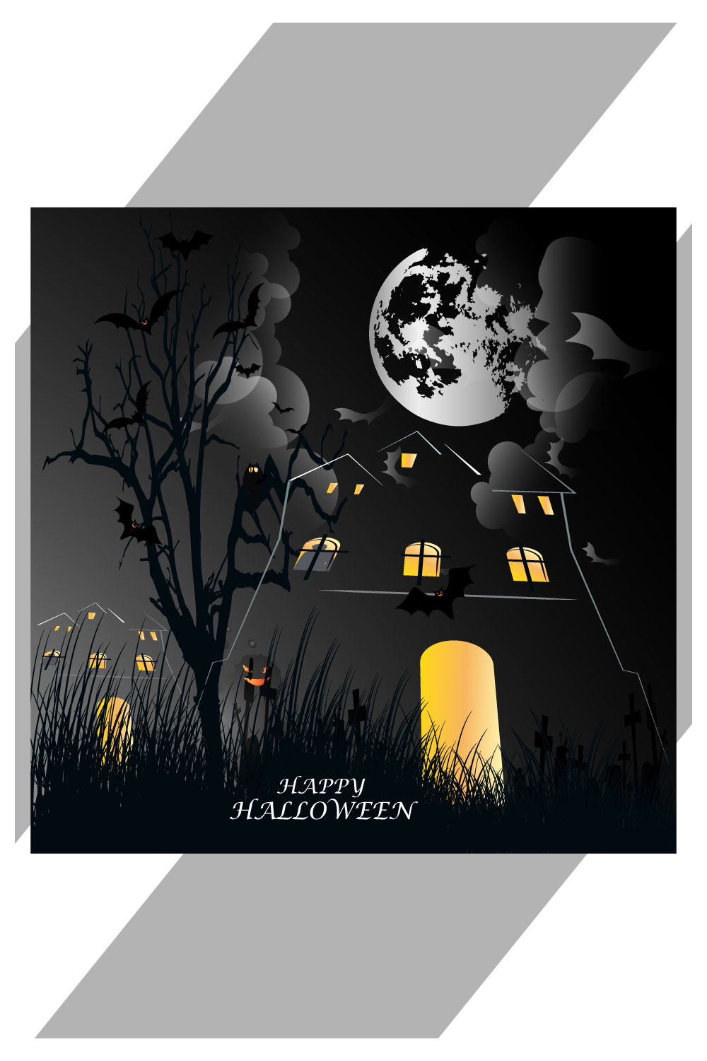 halloween pumpkins on dark background pinterest preview image.