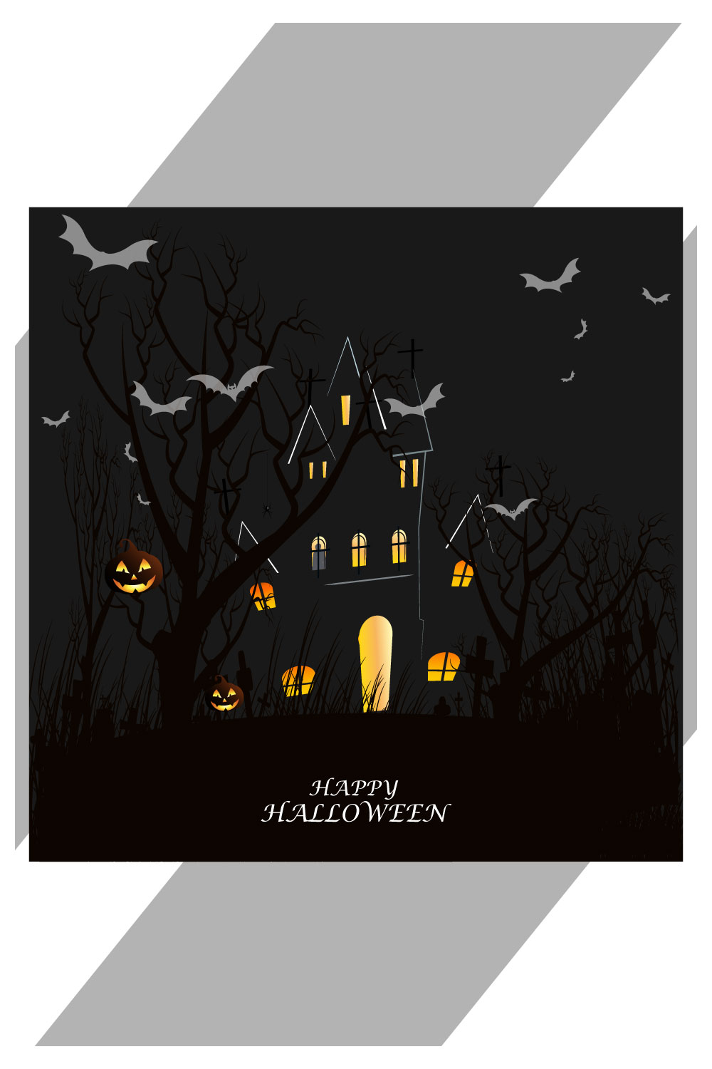 halloween pumpkins on dark background pinterest preview image.