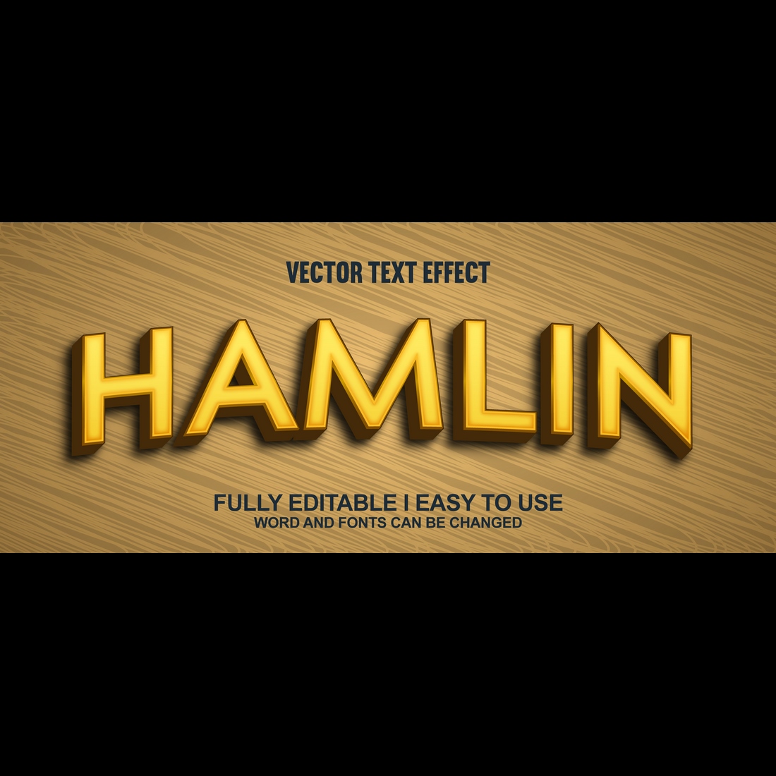 Fully Editable Vector 3D Text Effect preview image.