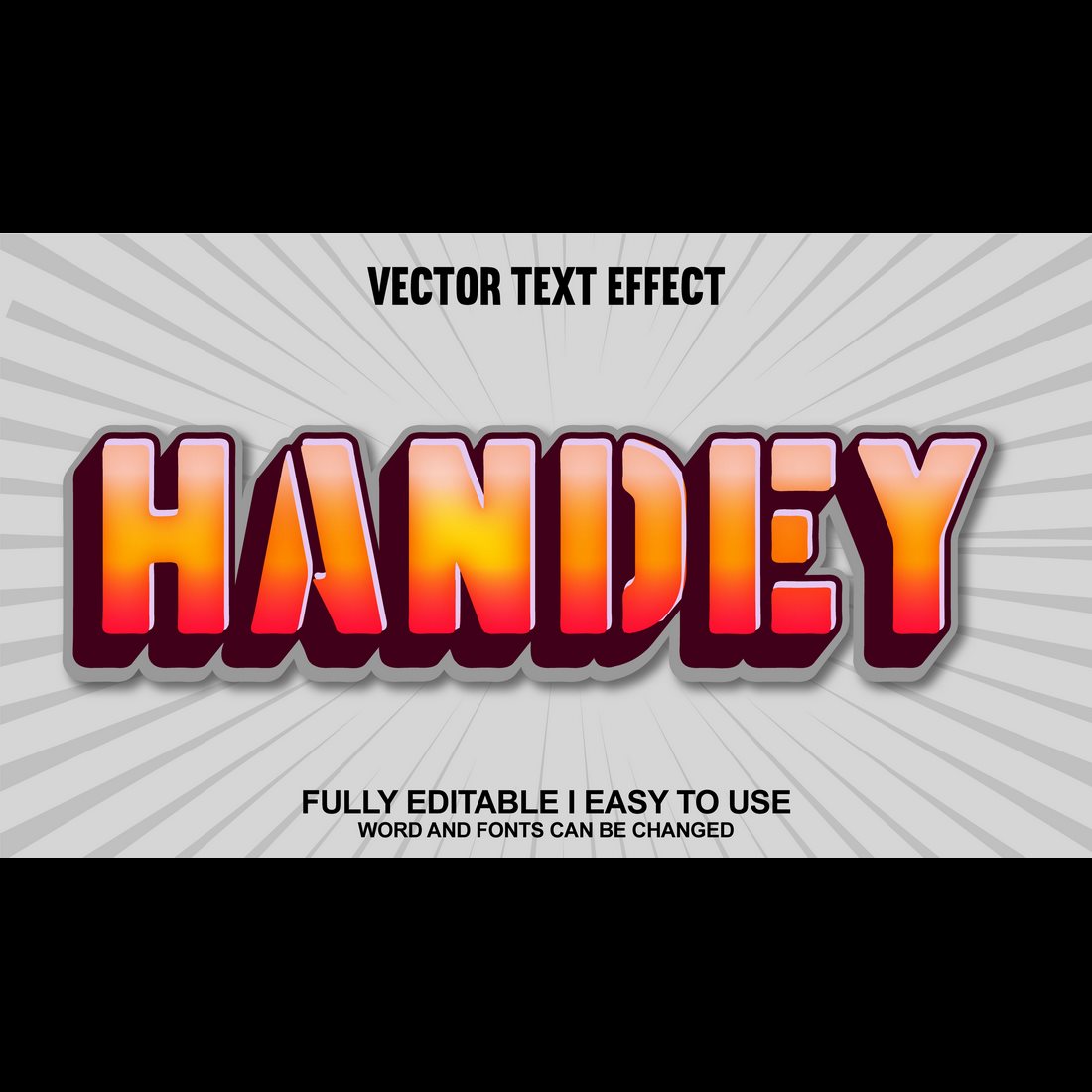 Fully Editable Vector 3D Text Effect preview image.