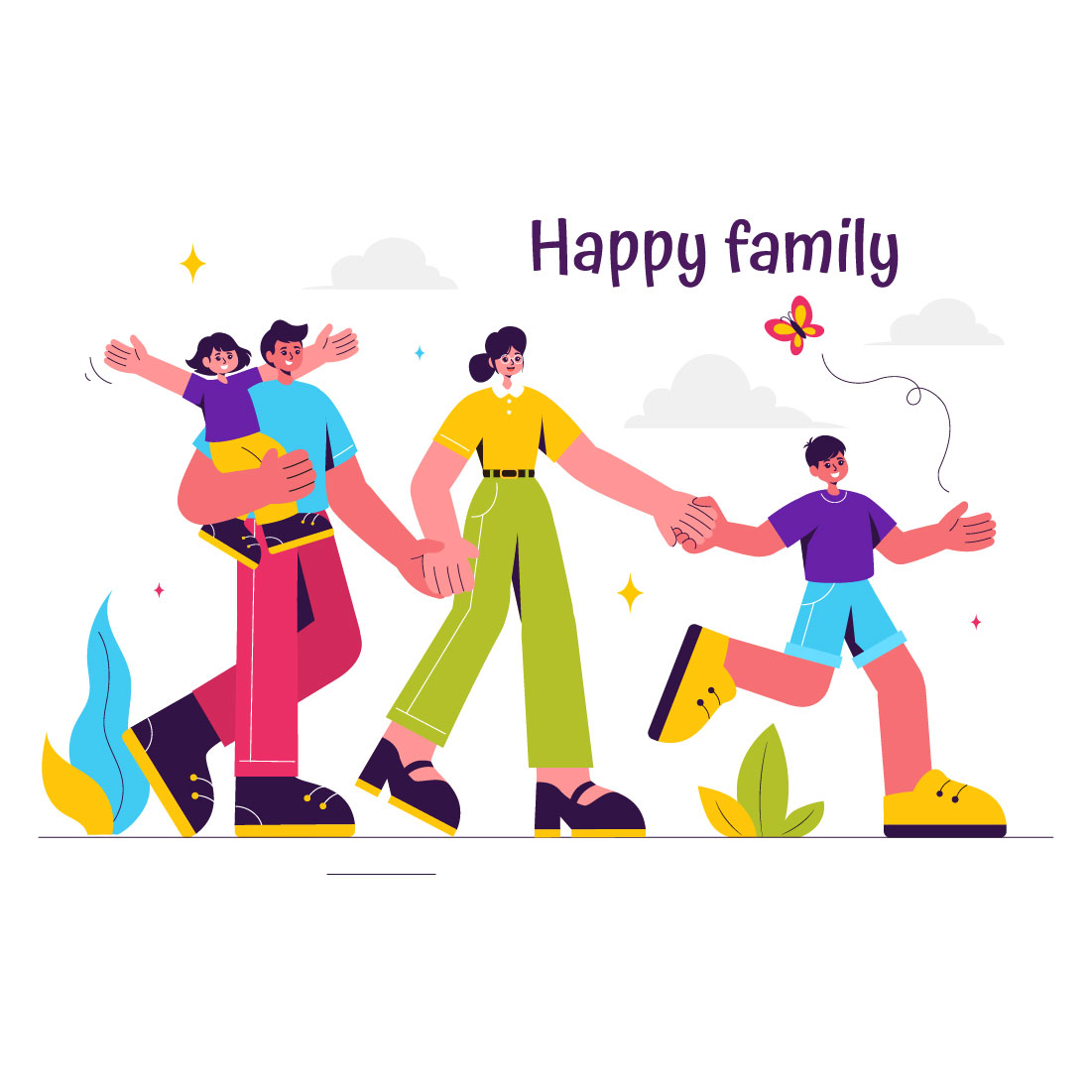 9 Happy Family Illustration cover image.