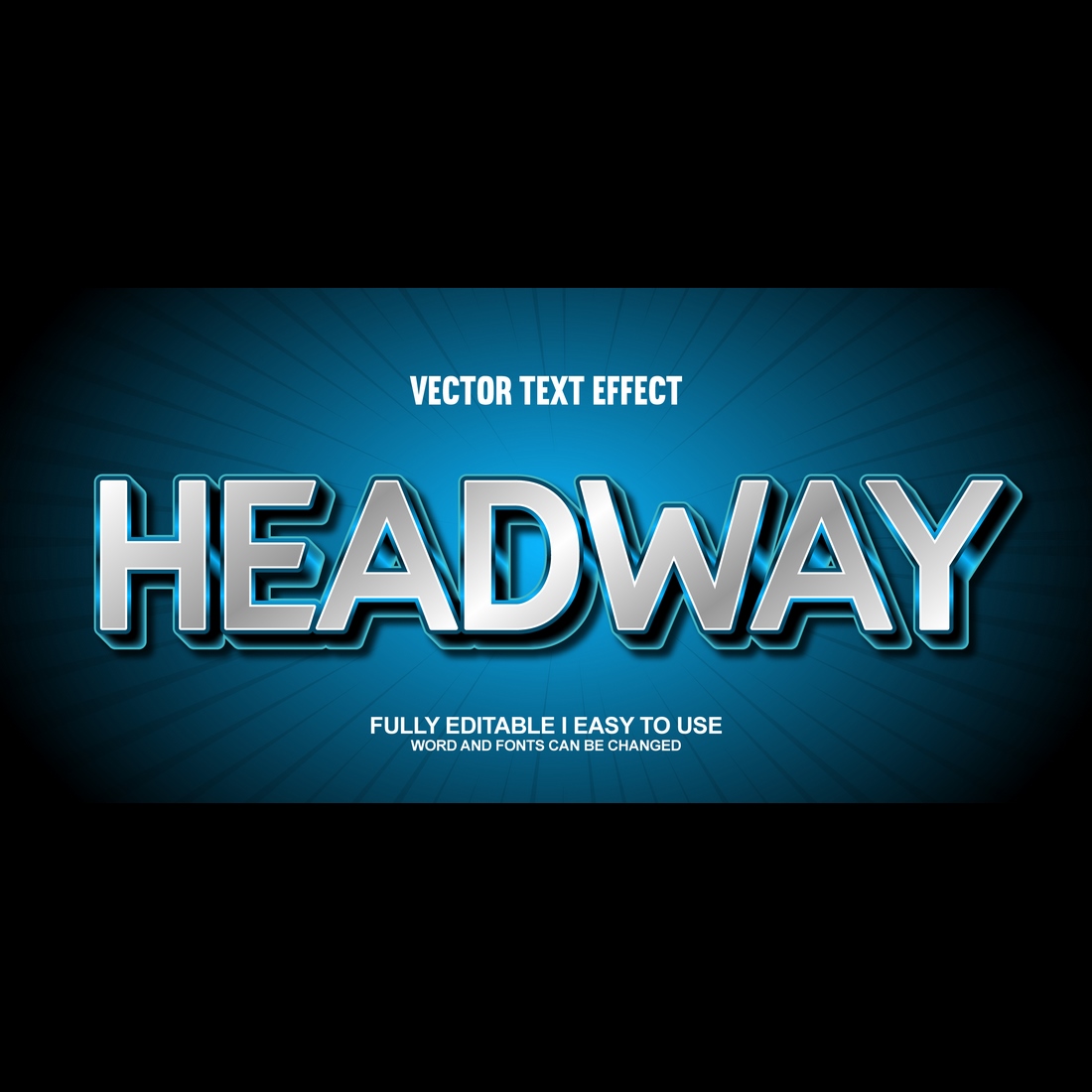 Fully Editable Vector 3D Text Effect preview image.