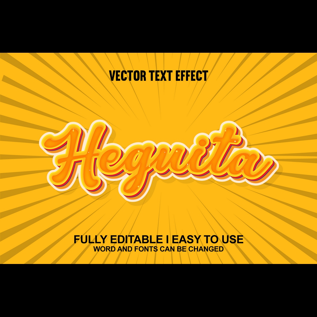 Fully Editable Vector 3D Text Effect preview image.