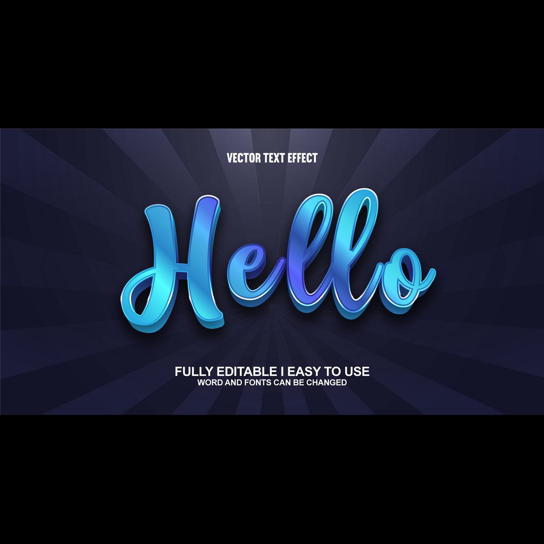 Fully Editable Vector 3D Text Effect preview image.