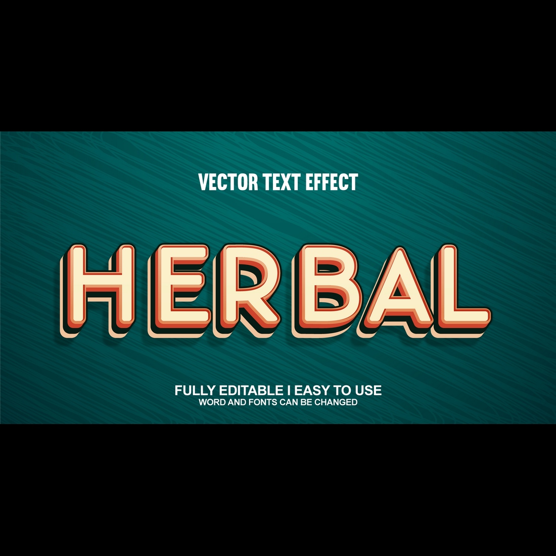 Fully Editable Vector 3D Text Effect preview image.